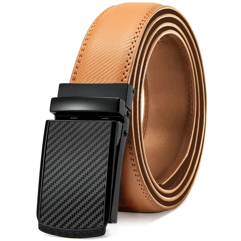 Men Belt Leather Belt  Automatic Genuine Leather Fashion Belts Ratchet Luxury Belts Men's Trouser Belt Belt for Men