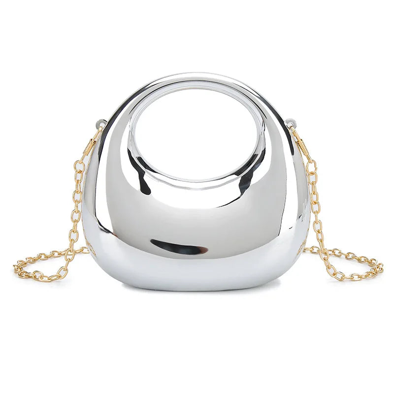 Mini Acrylic Dinner Bag Women's Crossbody Chain Handbag New Arrival Elegant Folded Underarm Bag with Magnetic Buckle Clutch