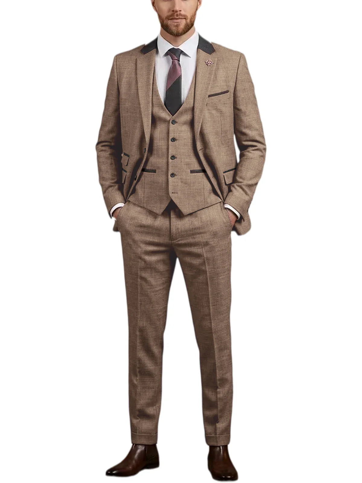Men's Linen 3 Piece Suit Notch Lapel 2 Buttons Slim Fit Blazer Vest Pants Set Breathable Lightweight For Groom Business Casual