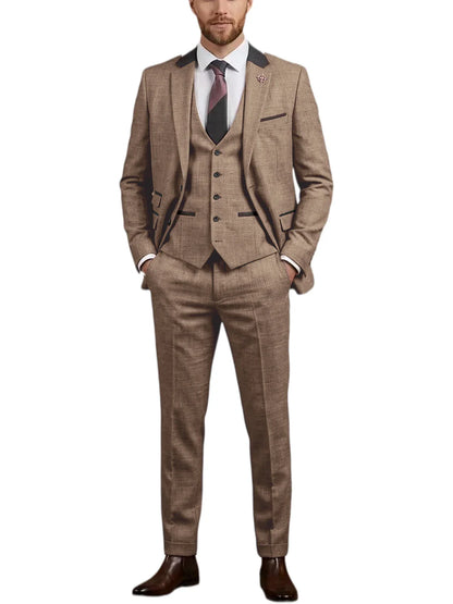 Men's Linen 3 Piece Suit Notch Lapel 2 Buttons Slim Fit Blazer Vest Pants Set Breathable Lightweight For Groom Business Casual