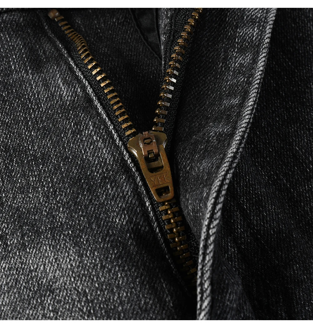 Men's Boot Cut Denim Jeans Gray Black High-Quality Cotton Pants Classic Slim Stretch Flared Trousers