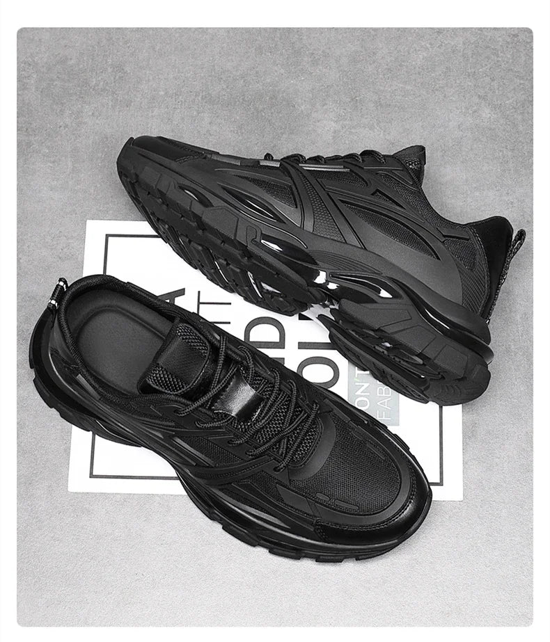 Four Seasons Thick and height-increasing sports shoes, men's genuine leather mesh casual men's shoes, trendy shoes