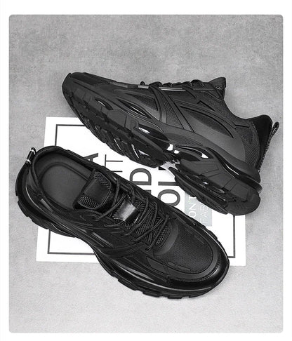 Four Seasons Thick and height-increasing sports shoes, men's genuine leather mesh casual men's shoes, trendy shoes