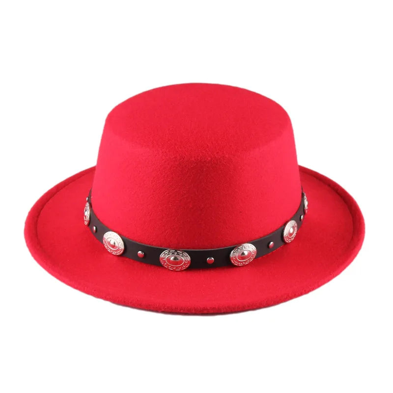 Panama Vintage Wide Brim Black Fedora Hat Men Flat Top Wool Jazz Cap Elegant Ladies Gentleman Gambler Hats