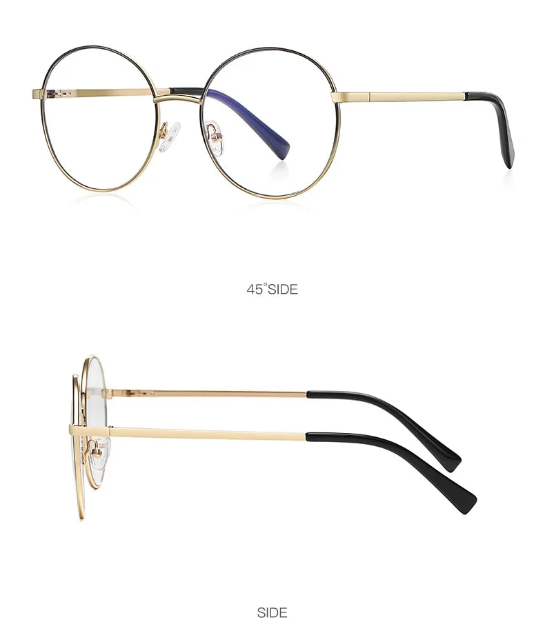 Retro Round Myopia Prescription Glasses Hyperopia for Women Reading CR39 Anti Blue Light Optical Eyeglasses Frame PFD3082