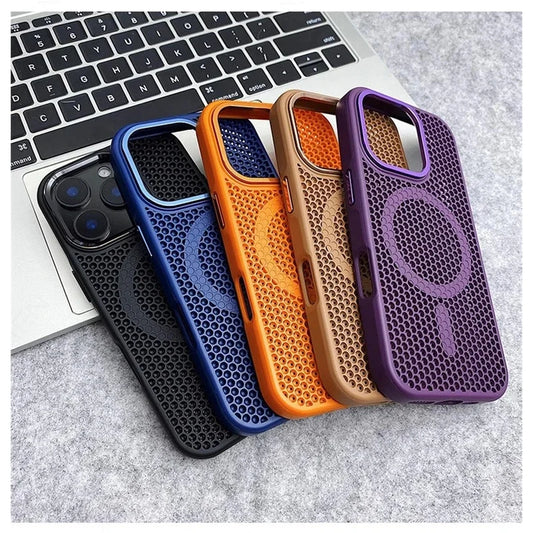 Heat Dissipation Mesh For Magsafe Magnetic Wireless Charge Case For iPhone 16 15 14 Plus 13 12 Pro Max Breathable Armor Cover