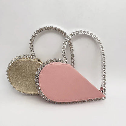Diamond Red Heart Evening Clutch Women's Designer Chic RhinestoneBlack Wallet Wedding Party Sac A Main Heart Handbag for Woman