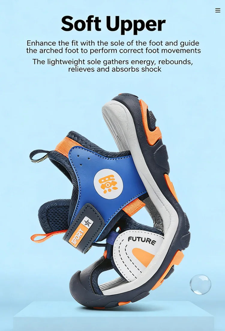 Children's Summer Sandals Comfortable Flat Non-Slip Outdoor Sports Casual Breathable Walking Shoes for Kids Boys Girls
