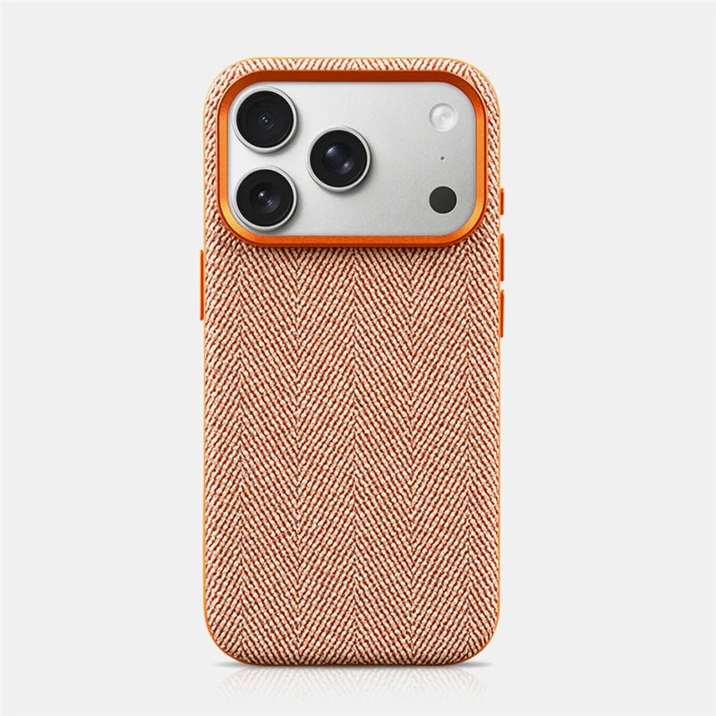 Luxury Tech Woven Canvas Magnetic Case for iphone 16Pro 17Pro 17 15 17Pro Max For Magsafe Original Wireless Charging Matte Cover