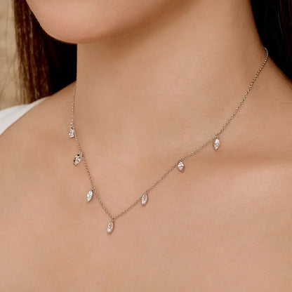 Dainty Full Marquise Pear Cut Moissanite Pendant Necklaces Women s925 Silver All Lab Diamond Stacking Party Neck Chain Gift