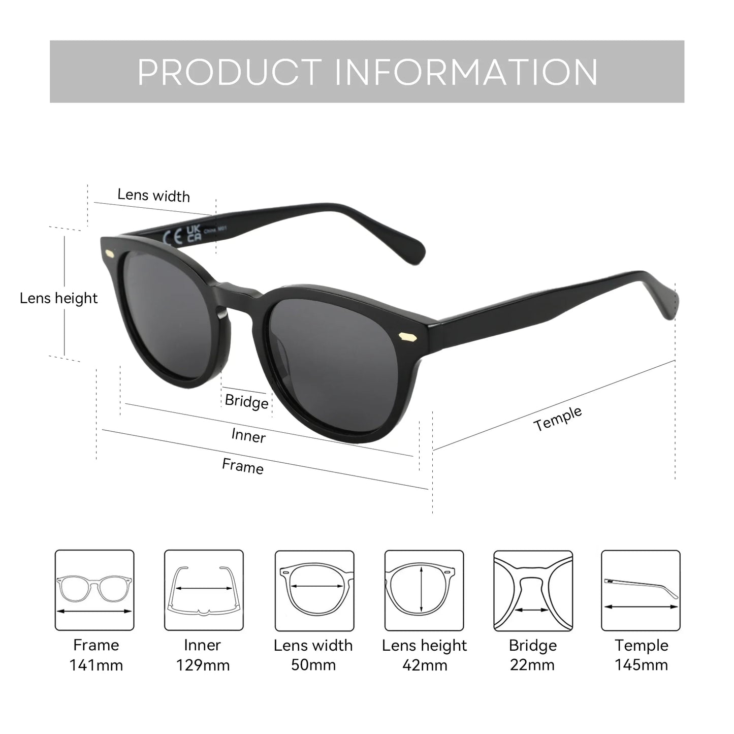 Classical High-quality Acetate Polarized Sunglasses Unisex UV400 Protection Shade Retro Round Sun Glasses ZS6211