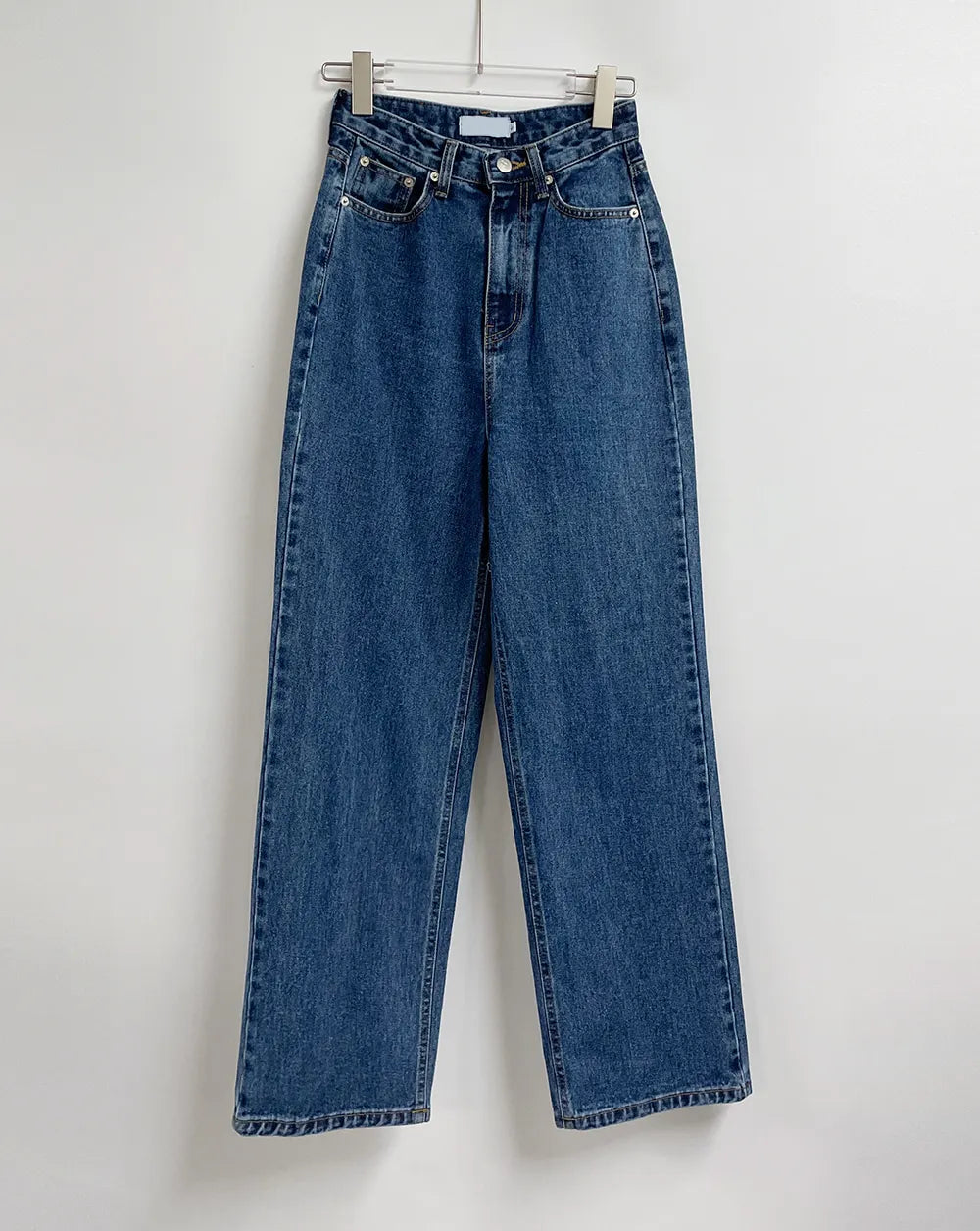 Retro High Waist Straight Leg Blue Jeans Women's Autumn Spring Season Versatile Loose Fit Long Pants Ladies Premium Denim
