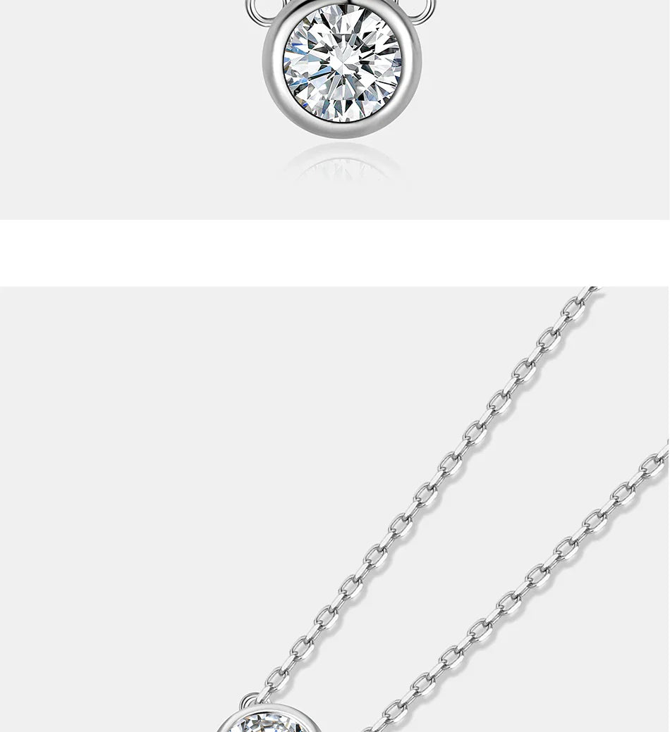 0.5/1CT Moissanite Necklace for Women S925 Pure Silver Bubble Round Diamond Pendant Fashion Jewelry Party Gift