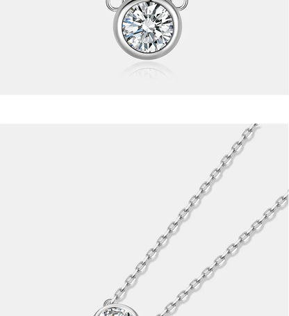 0.5/1CT Moissanite Necklace for Women S925 Pure Silver Bubble Round Diamond Pendant Fashion Jewelry Party Gift