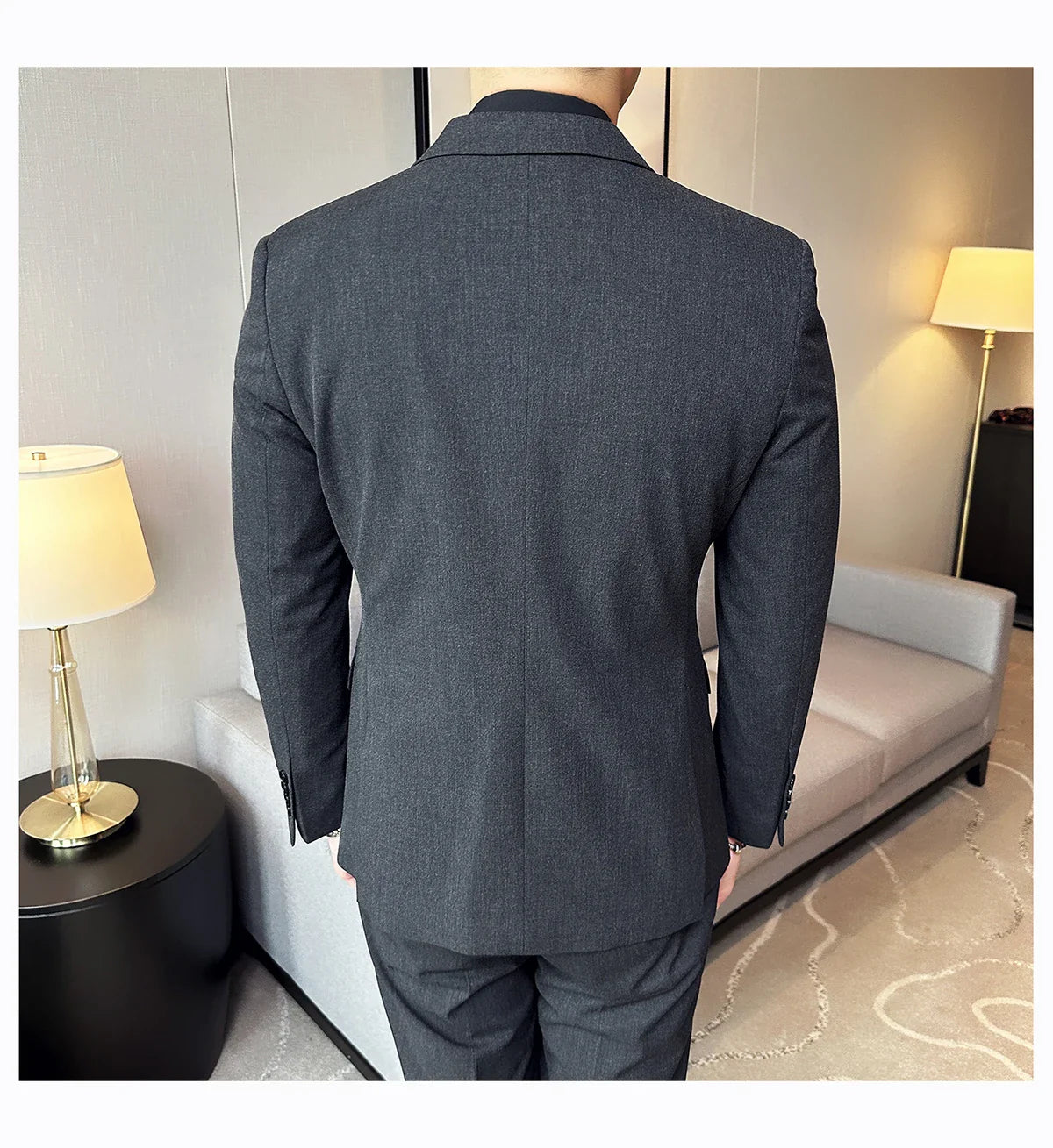 M-7XL Blazer Vest Pants High -end Brand Gray Black Men's Casual Business Double -breasted Suit Groom's Wedding Slim Men's Suit