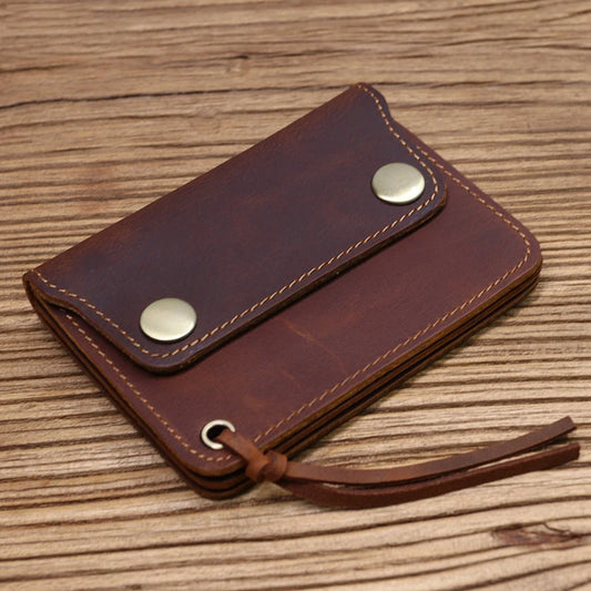 Portefeuille Homme 100 % Cuir Véritable Marque Masculine Vintage Fait Main Petit Portefeuille Court Porte-Cartes Avec Fermeture Éclair Et Compartiment À Monnaie