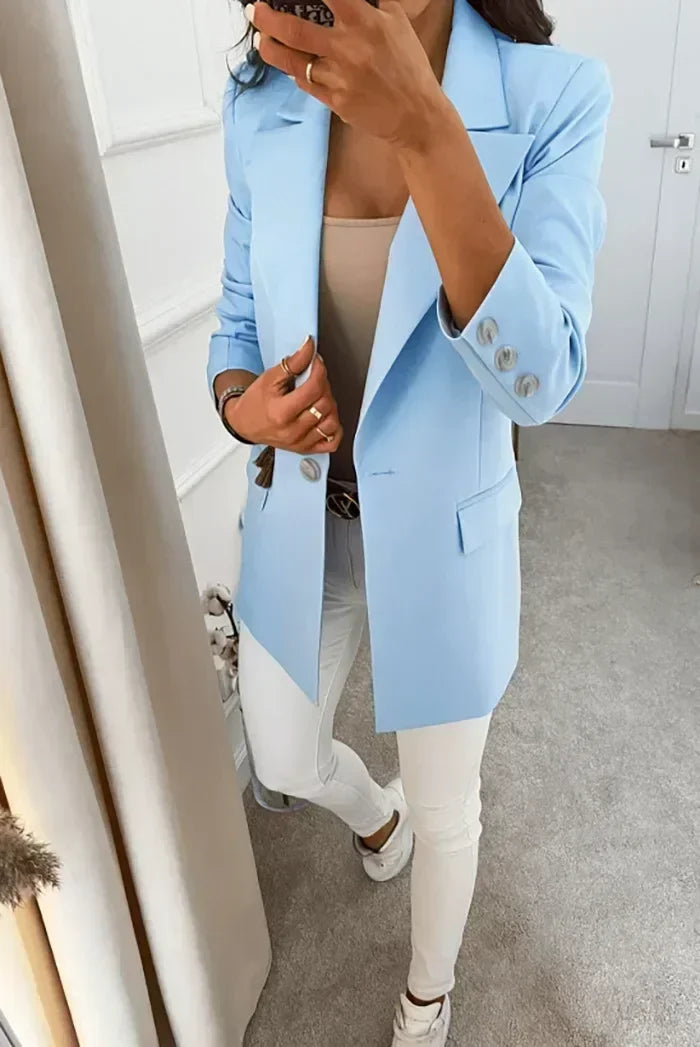 Women's S-2XL Plus Size New Style Temperament Long Sleeve Slim Fit Single Button Solid Coat Small Suit
