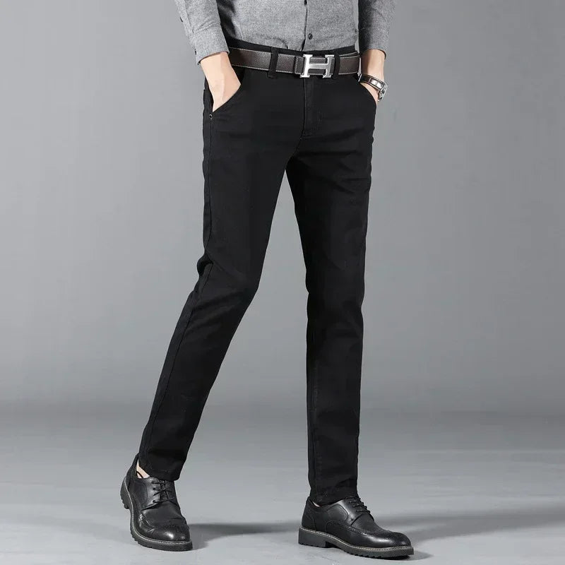 New Mens Spring Summer Business Casual Pants Fashion Cotton Soft Stretch Straight Classic Trousers Korean Solid Color Man Pants