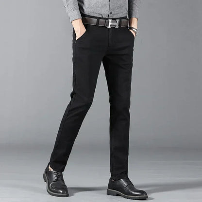 New Mens Spring Summer Business Casual Pants Fashion Cotton Soft Stretch Straight Classic Trousers Korean Solid Color Man Pants