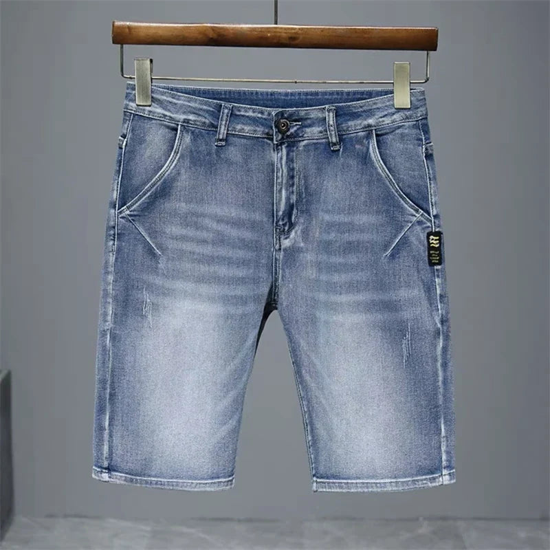 2026 Mens Summer Distressed Denim Shorts Baggy Casual Ripped Jeans Straight Leg Five Inch Shorts Streetwear Loose Fit