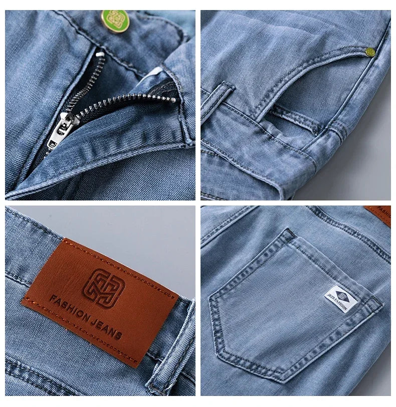 Business Jeans Men's Spring Thin Casual Straight Fashion Loose Brand Pants Comfortable Male Denim Trousers