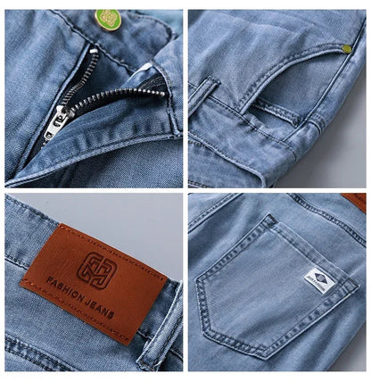 Business Jeans Men's Spring Thin Casual Straight Fashion Loose Brand Pants Comfortable Male Denim Trousers