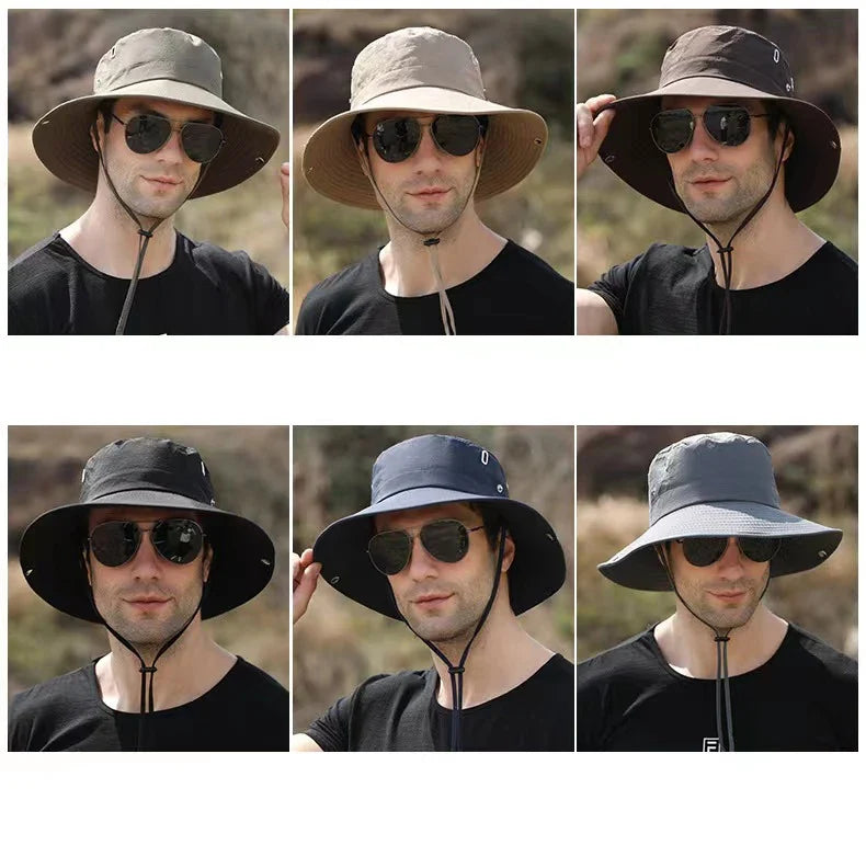 Waterproof Fisherman Hat Outdoor Summer Sun Anti UV Protection Breathable Mesh Camping Hiking Mountaineering Caps Mens Women