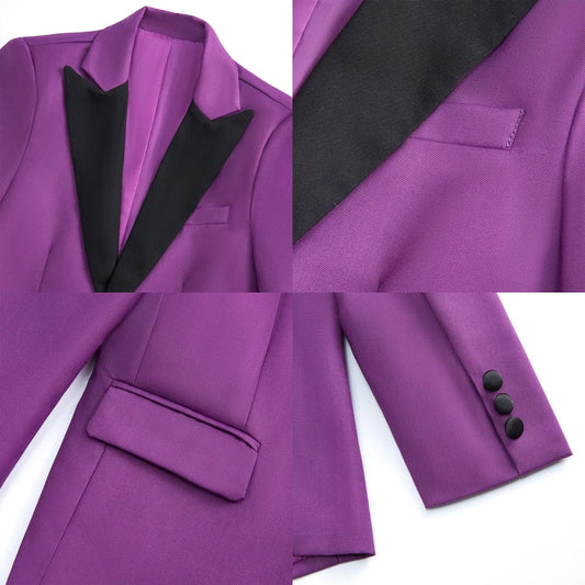 2025 New Purple Kids Tuxedo For Catwalk Show High Quality Boys Suits 4 Pieces Popular Child Suit Set Wedding Clothes