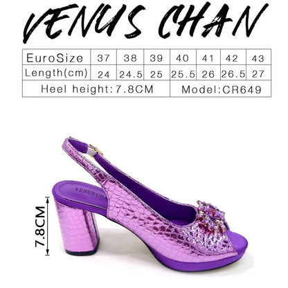 Italian Shoes and Bags Matching Set 2024 Women Heel Party for Silver Colour Italian Design Wedding Bigger Size Shoes