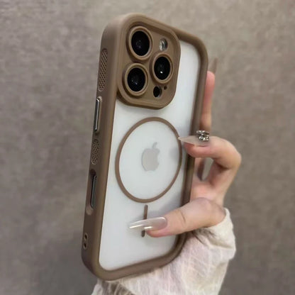 Luxury Matte For Magsafe Transparent Phone Case For iPhone 17 16 15 14 13 12 Pro Max 11 17 Pro 16 Plus Air Magnetic Bumper Cover
