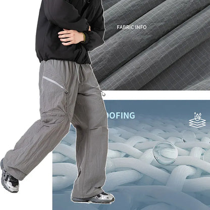 Male Hiking Pants Outdoor Waterproof Mountaineering Sports Trousers Autumn Elastic Waist Breathable Camping Fishing Cargo Pants