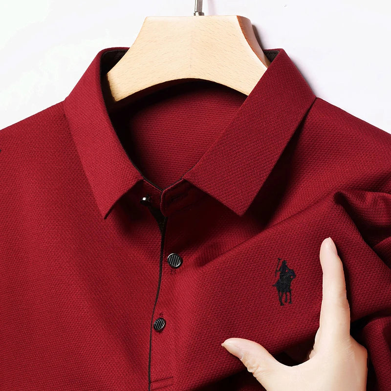 Spring and Autumn Pure Cotton Men's Long Sleeve Collar T-shirt Business Casual Fashion Comfortable Versatile Polo Shirt