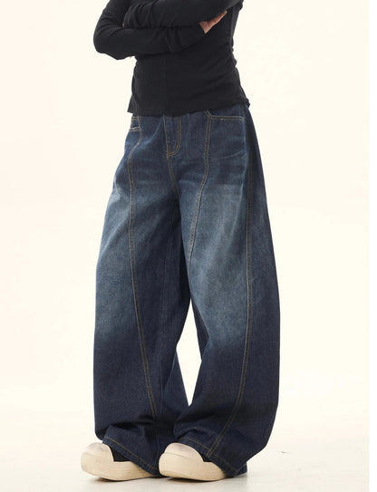Casual Womens Y2K Loose Baggy Jeans Blue Washed High Street Vintage Cargo Pants Wide Leg Oversized Trousers Y2K Pants