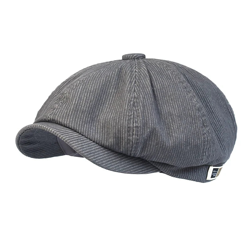Stripe Newsboy Cap Peaky Casual Octagonal Hat Vintage Soft Berets Cap Visor Gatsby Flat Ivy Hat Four Seasons