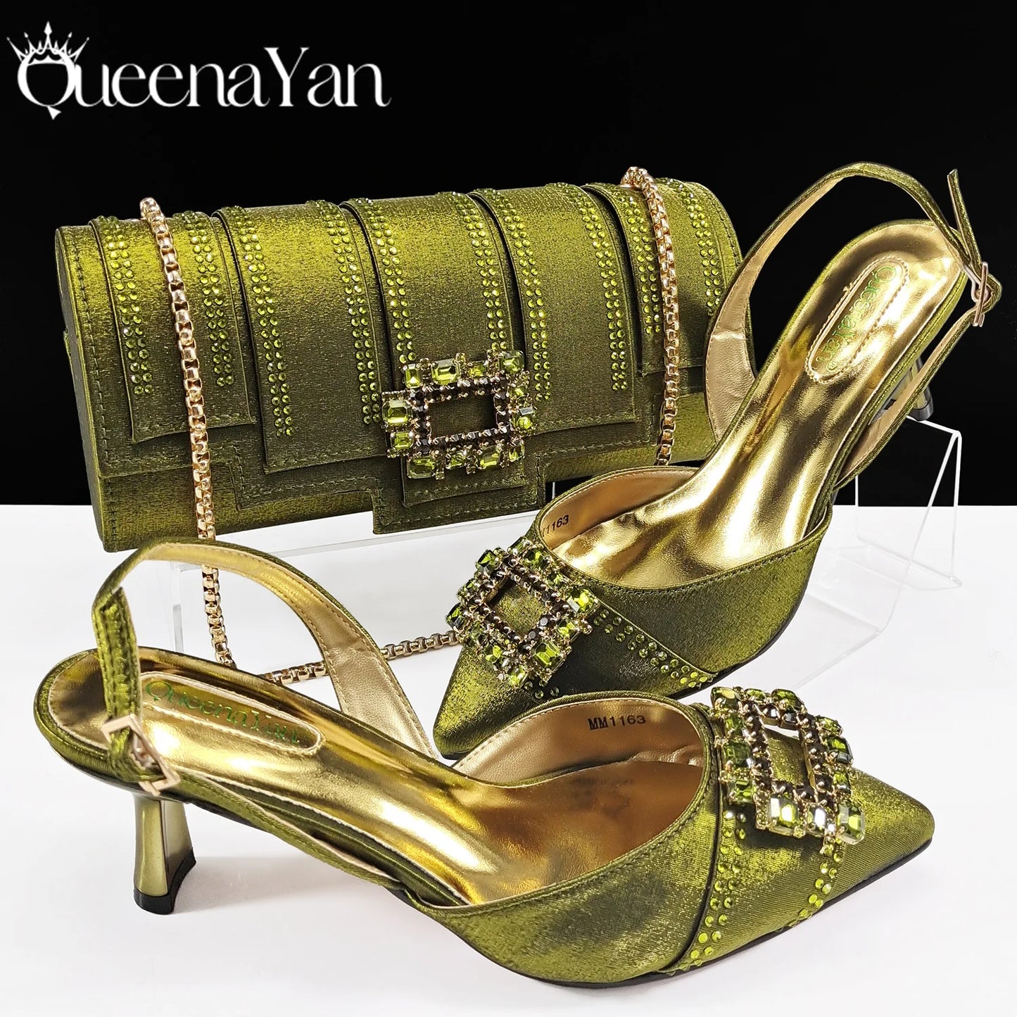 Italian Design Fashion Evening Shoes with Pointed Toe And Matching Clutch Bag Elegant Women's Footwear for Special Occasions