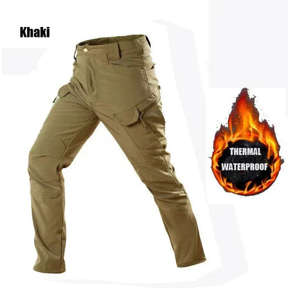 2024 City Cargo Pants Men Winter Tactical Fleece Sharkskin Warm Trousers Outdoor Waterproof Multi-Pocket Climbing Trekking Pants