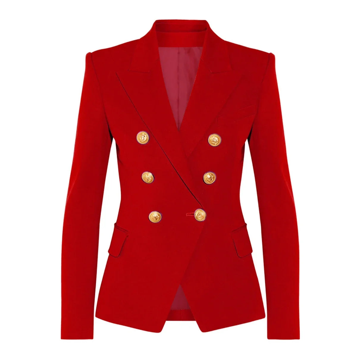 S-XXL Rainbow Color Fashion Classic Solid Double row Gold Button Long Sleeve Slim Fit Temperament Commuter Casual Woman Blazer