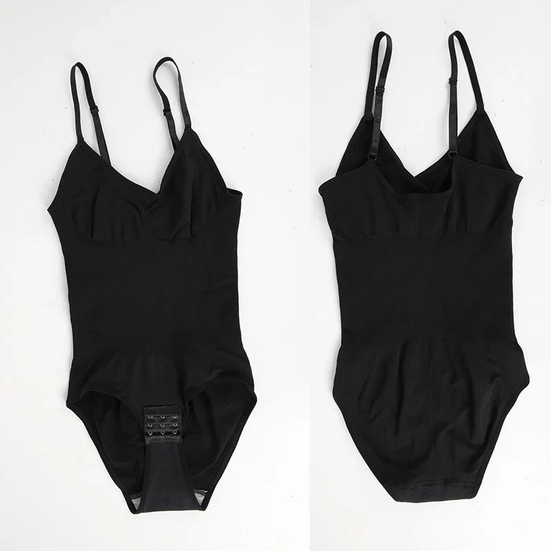 Women Seam-free Sleeveless V-Neck Bodysuit Shapewear Tummy Control Body Shaper Tank Top Red Blue