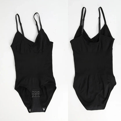 Women Seam-free Sleeveless V-Neck Bodysuit Shapewear Tummy Control Body Shaper Tank Top Red Blue