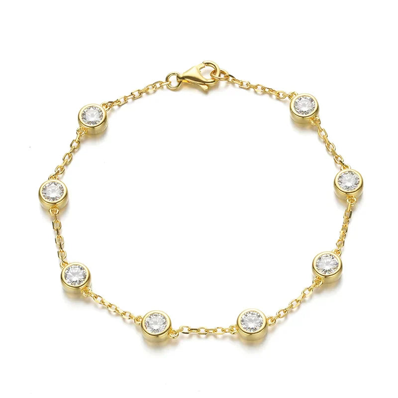 4mm 0.3CT Full Moissanite Tennis Bracelets For Women S925 Silver Plated 18K Gold Hand Chain Fine Jewelry with certificate