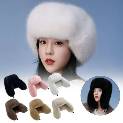 Faux Fur Bomber Hat Or Women And Men Windproof Warm Earmuffs Windproof Earflap Cap Thickened Russian Caps Ear Protection Hats