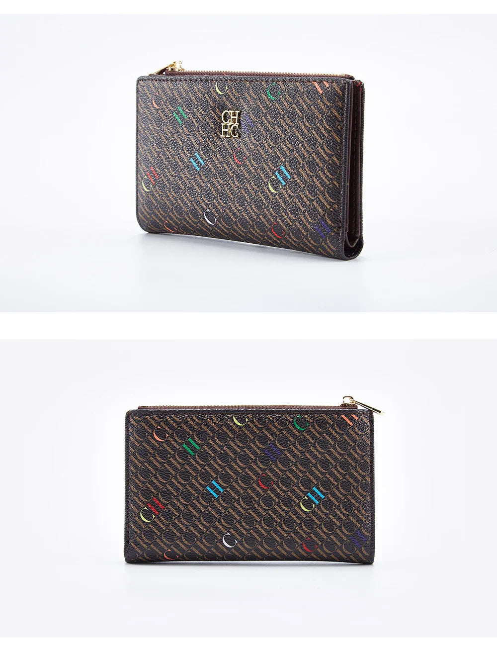 Women's Wallet CHCH Fashion Letter Cartoon Pattern Classic Retro Long Storage Wallet PVC Material Bag