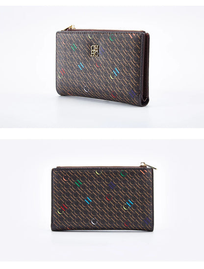 Women's Wallet CHCH Fashion Letter Cartoon Pattern Classic Retro Long Storage Wallet PVC Material Bag