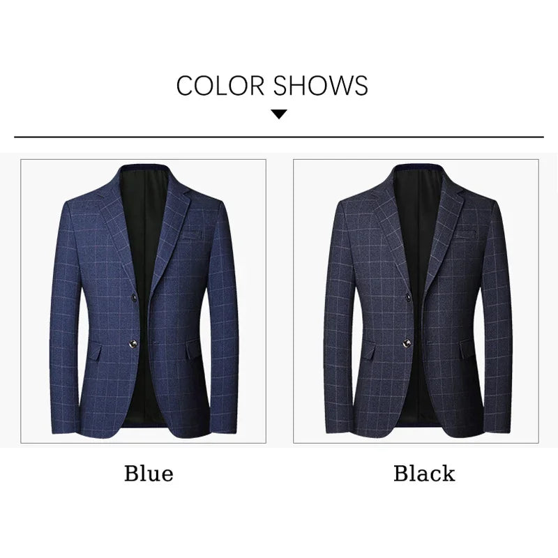 Brand Midlife Mans Blazers 2026 New Spring Autumn Plaid Design Casual Suit Men Classics Comfortable Suit Jacket Men