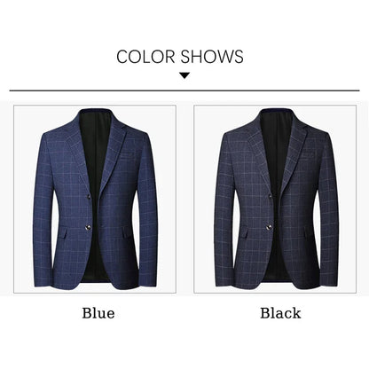 Brand Midlife Mans Blazers 2026 New Spring Autumn Plaid Design Casual Suit Men Classics Comfortable Suit Jacket Men