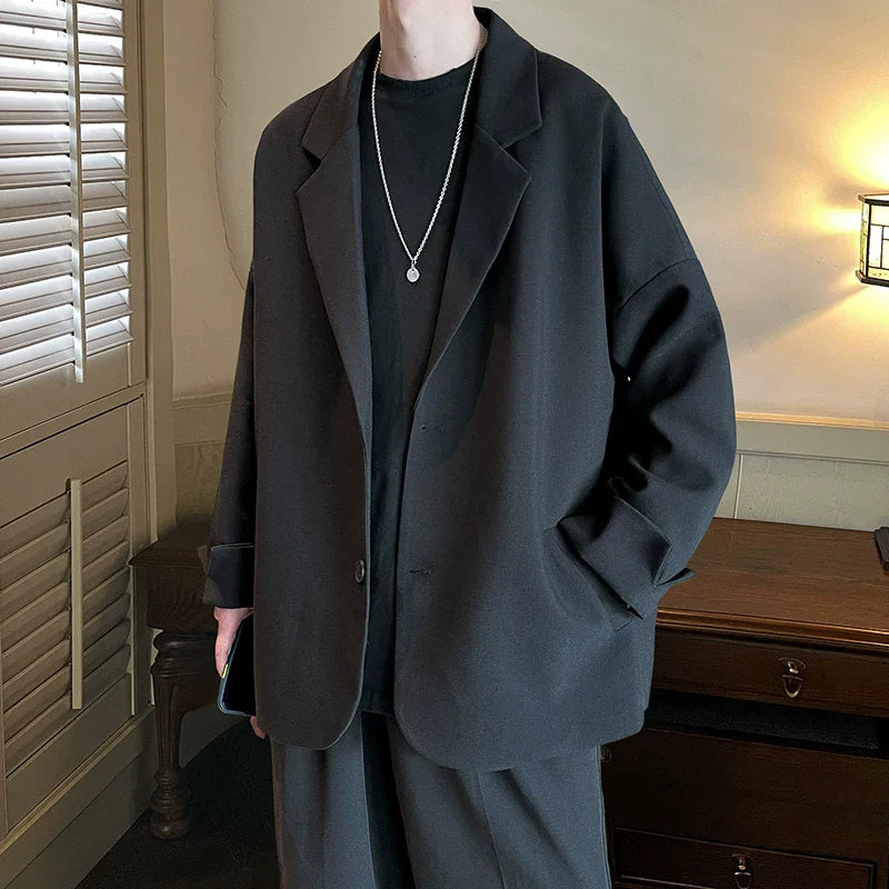 Spring Summer Men Formal Blazers Men Korean Fashion Loose Casual Dress Jacket Men Harajuku Social Suit Jacket Clothing