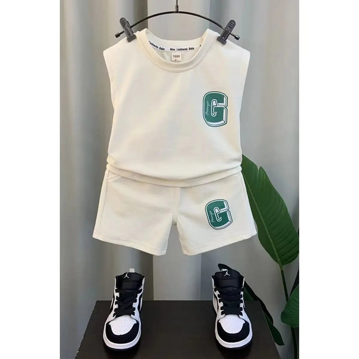 Summer Children Boys 2PCS Clothes Set Cotton Letter Bear Sleeveless Tops Tee Suit Thin Cool Sporty Shorts Kid Babys Boys Outfits