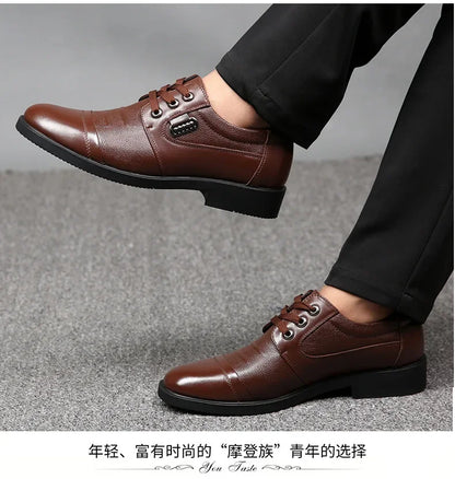 Men's Genuine Cow Leather Shoes Business Casual Shoes With Triple-Stitched Soles For Middle-Aged And Elderly Men 2025
