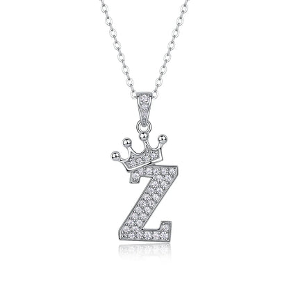 925 Silver Initial Necklace Sparkling Full Moissanite Diamond Pendant Charm Necklaces for Women Letter Name Choker Jewelry Gift