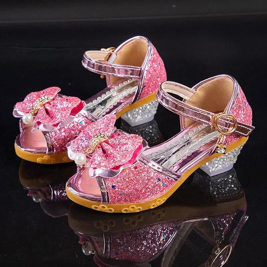 2026 Spring New Children's Shoes   Princess  Shoes Girl's Fashion Sandals Crystal Princess Shoes